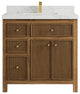Sonoma Teak 36 Center Sink Bath Vanity in Dark Natural with 2" Calacatta Nuvo