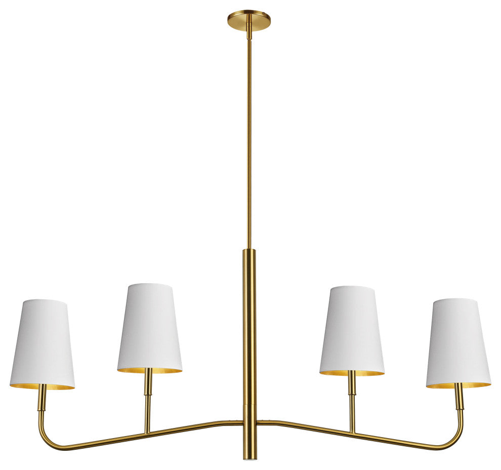 Eleanor Transitional 4 Light Aged Brass White Metal Chandelier
