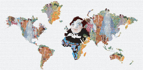 Studio Map Mural, Klimt Collage, Peel and Stick, 3 Panels, 124"x60"