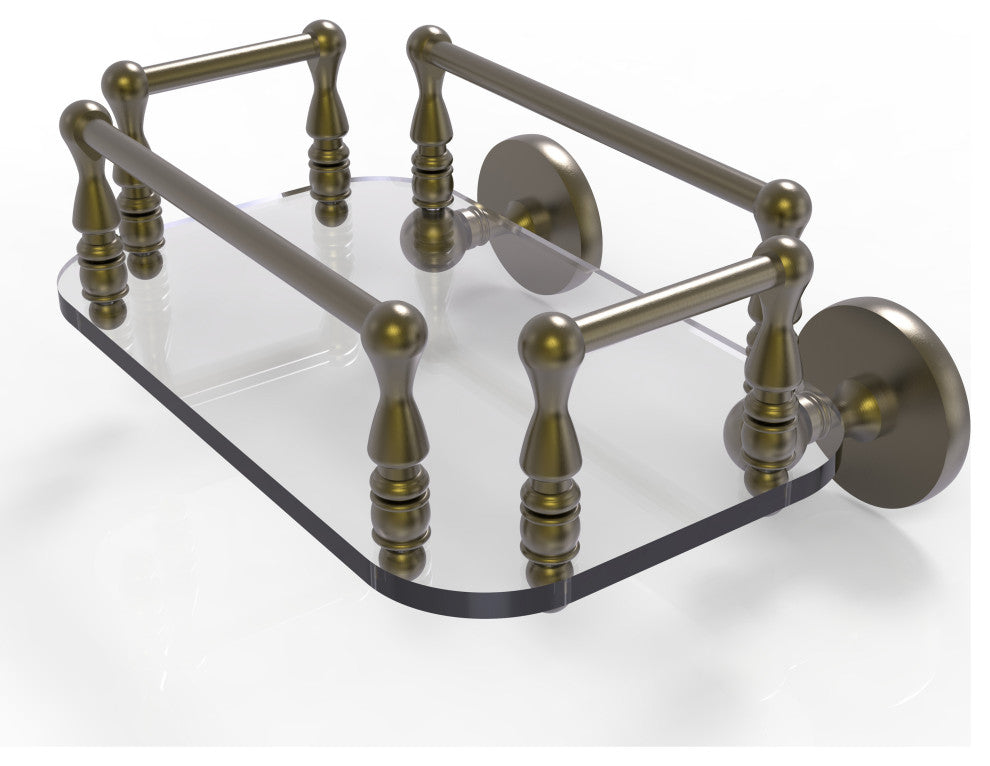 Prestige Skyline Wall Mounted Glass Guest Towel Tray, Antique Brass