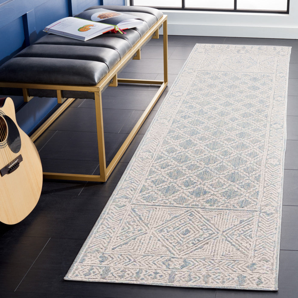 Safavieh Couture Abstract Collection, ABT466 Rug, Blue/Ivory, 2'3"x8'