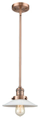 Halophane 1-Light Mini Pendant, Antique Copper, Matte White Halophane