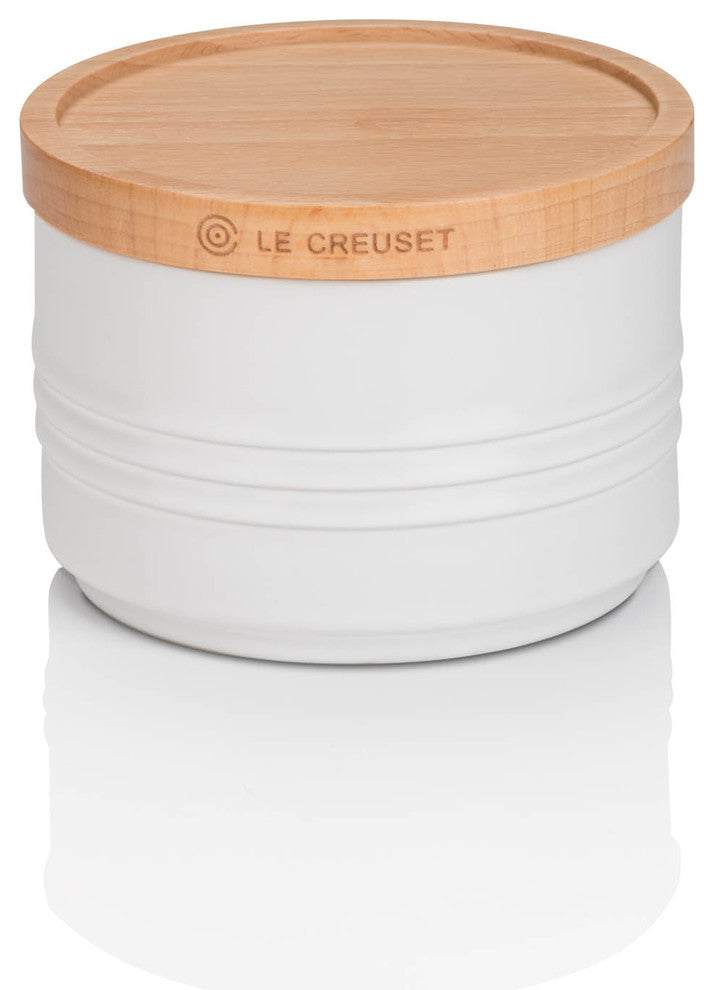 Le Creuset Stoneware Small Storage Jar With Wooden Lid, Cotton