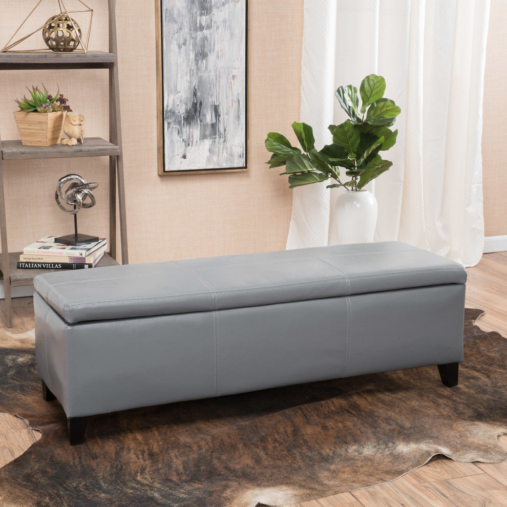GDF Studio Sarelia Bonded Leather Storage Ottoman Bench