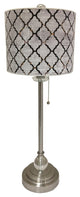 28" Crystal Lamp With Moroccan Tile Textured Shade, Brushed Nickel, Single