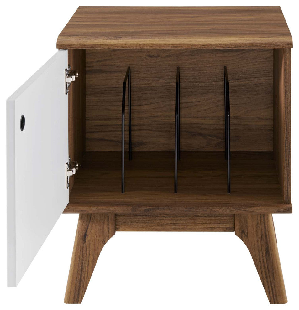 Sofa Side Table Display Stand, Wood, Brown Walnut White, Modern, Lounge