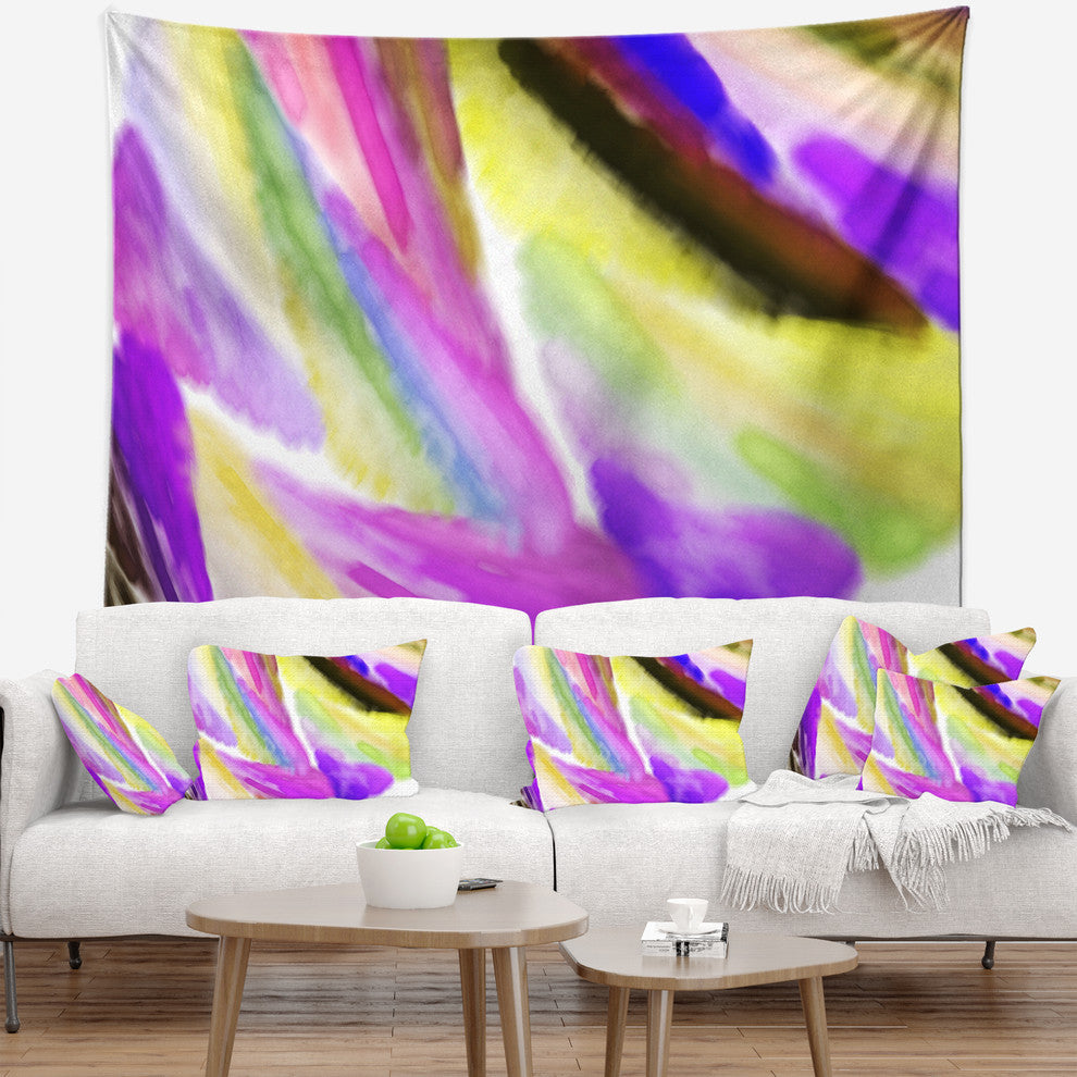 Purple Vibrant Brushstrokes Abstract Wall Tapestry, 80"x68"