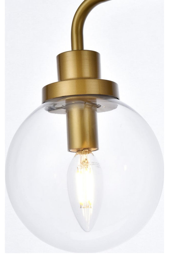 Helen 2-Light Bath Sconce, Brass With Clear Shade