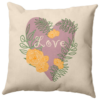 Love And Roses Decorative Throw Pillow, Romantic Purple, 26"x 26"