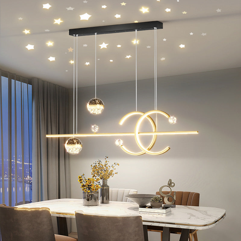Wallisellen | Creative LED Pendant Light in a Nordic style for Dining Room, Golden, Remote Dimming