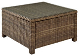 Bradenton Outdoor Wicker Sectional Glass Top Coffee Table