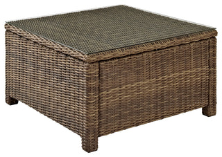 Bradenton Outdoor Wicker Sectional Glass Top Coffee Table