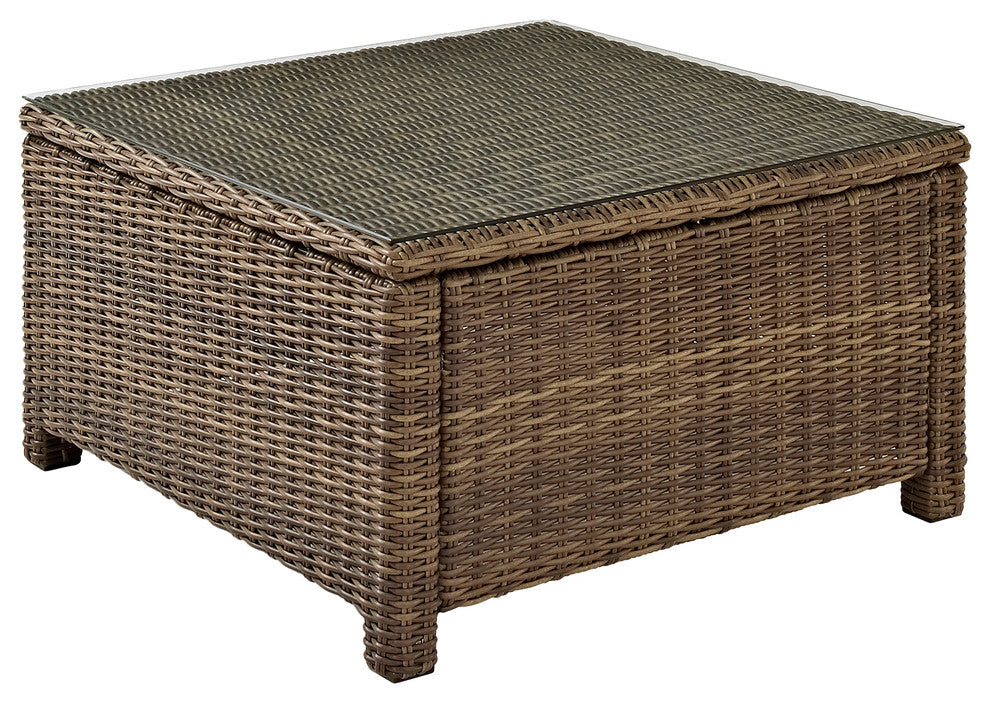 Bradenton Outdoor Wicker Sectional Glass Top Coffee Table