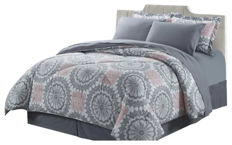 Bibb Home 8pc Down Alternative Bed in a Bag Set, Stella, Queen