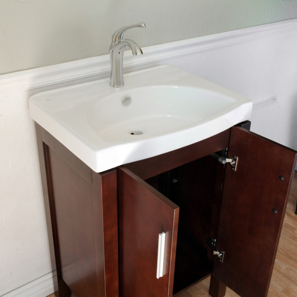 23.8" Single Sink Vanity-Wood-Dark Walnut