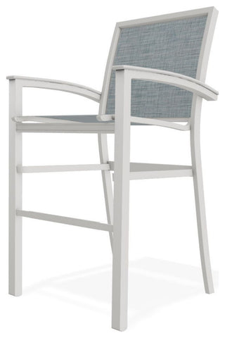 Bazza Sling Bar Height Stackable Outdoor Stool, Charm/Snow