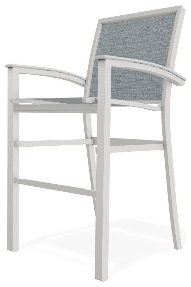 Bazza Sling Bar Height Stackable Outdoor Stool, Charm/Snow