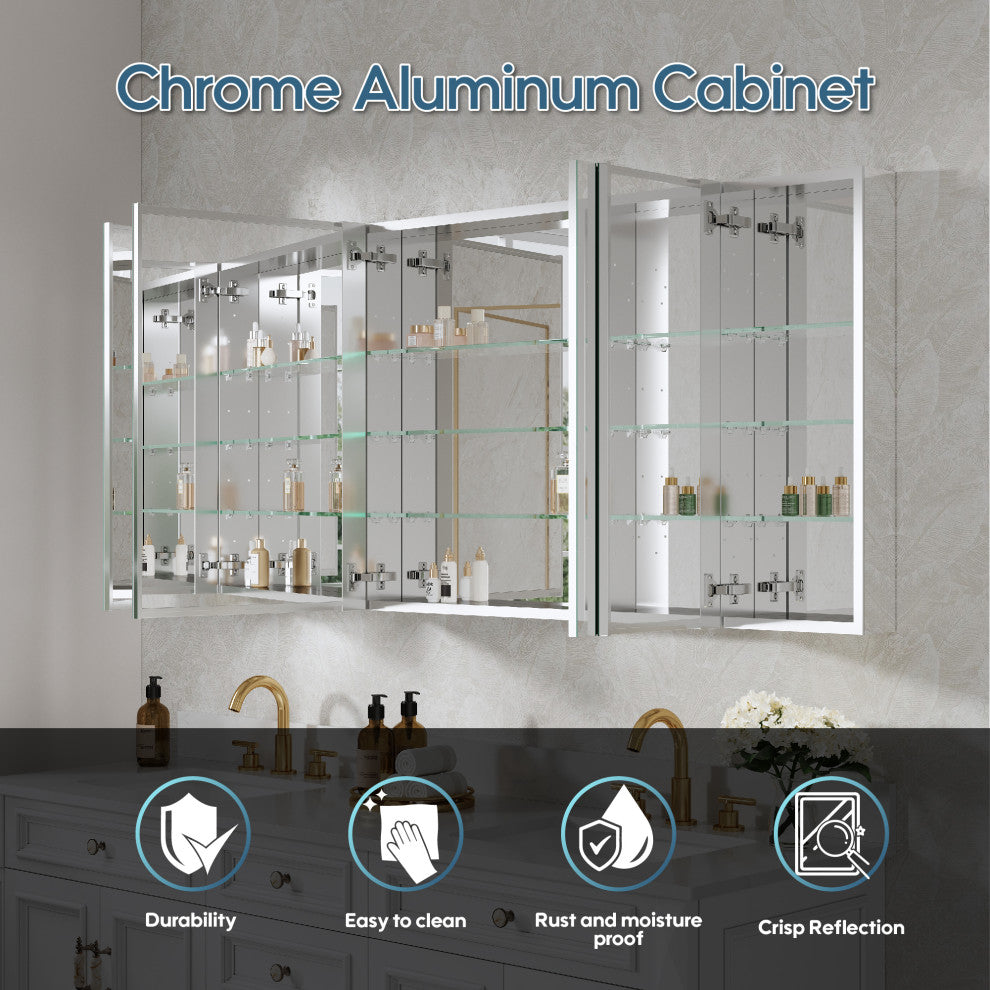 Recessed/Surface Mount Bathroom Medicine Cabinet, Reverse Installation, 72"x30"-