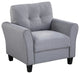 TATEUS 35" Armchair in Light Grey-Blue Linen Upholstery for Home or Office
