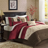 Madison Park Polyoni Pieced Solid Comforter 7 Piece Set With Embroidery, Queen