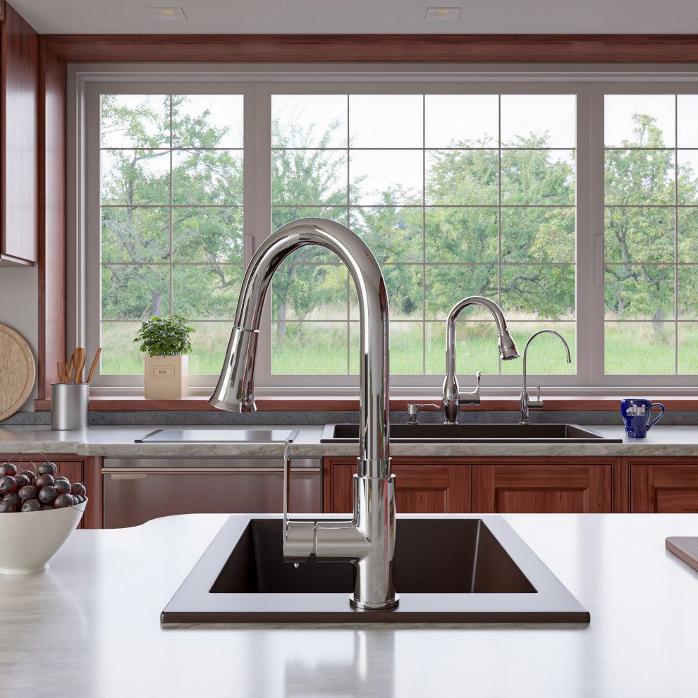 Ab1720Di-C Chocolate 17" Drop, Rectangular Granite Composite Kitchen Prep Sink