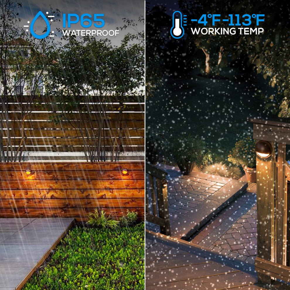 12-Pack Hemisphere LED Deck Lights, 3000K Warm White, Brown
