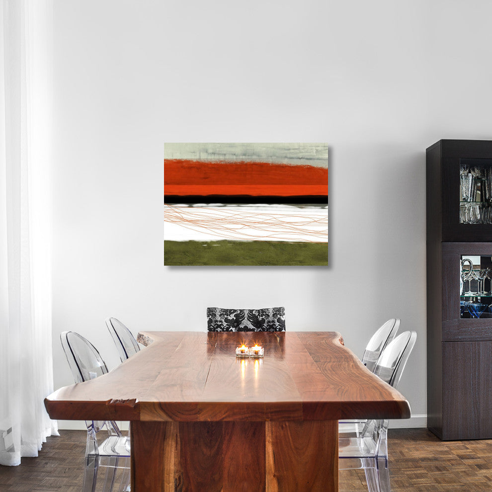"Abstract Stripe Theme Orange And Black" Fine Art Print