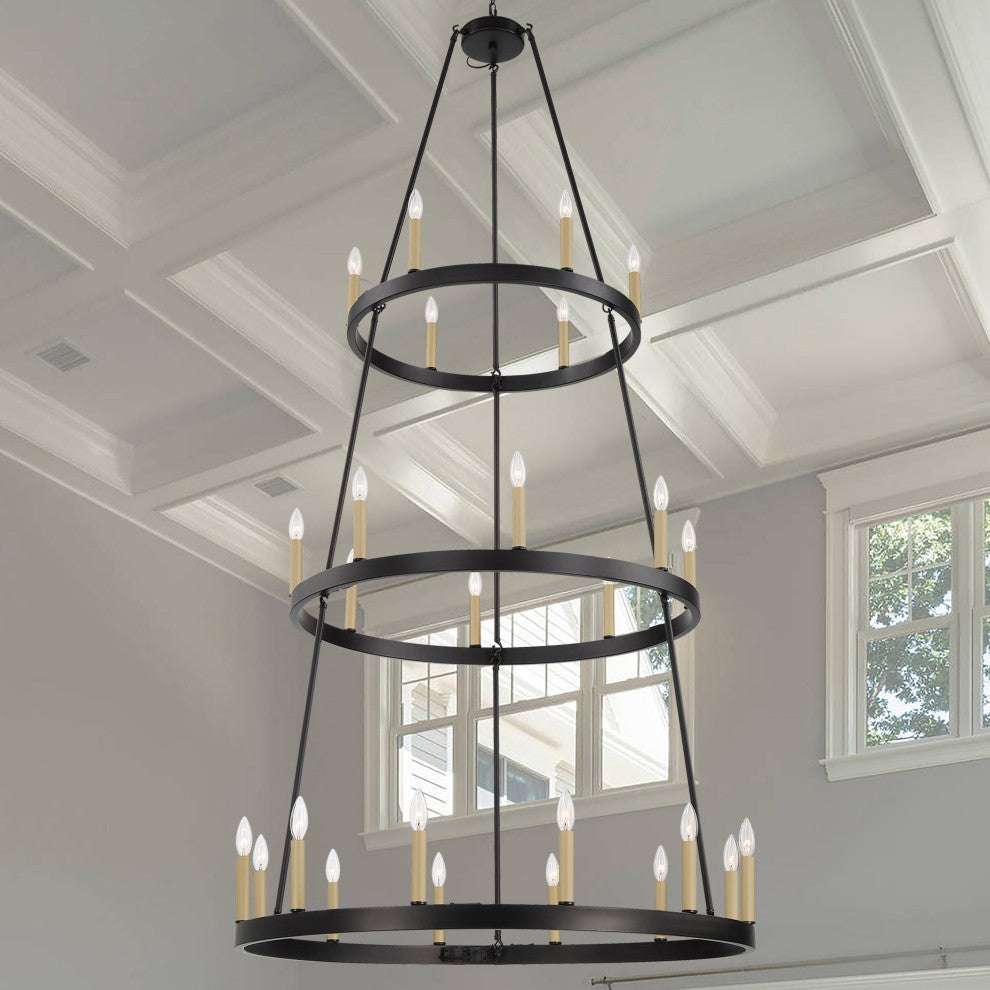 26-Light Candle Style Wagon Wheel Chandelier