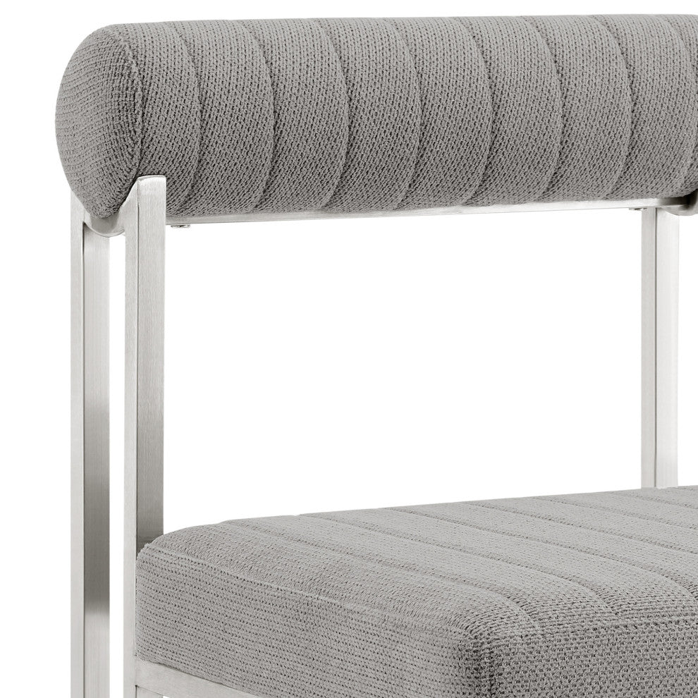 Kai Anastasia Glass Dining Table 5-Piece Set, Light Gray Fabric Chairs