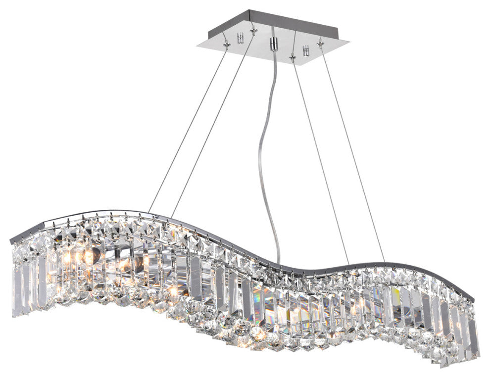 Glamorous 7 Light Down Chandelier With Chrome Finish