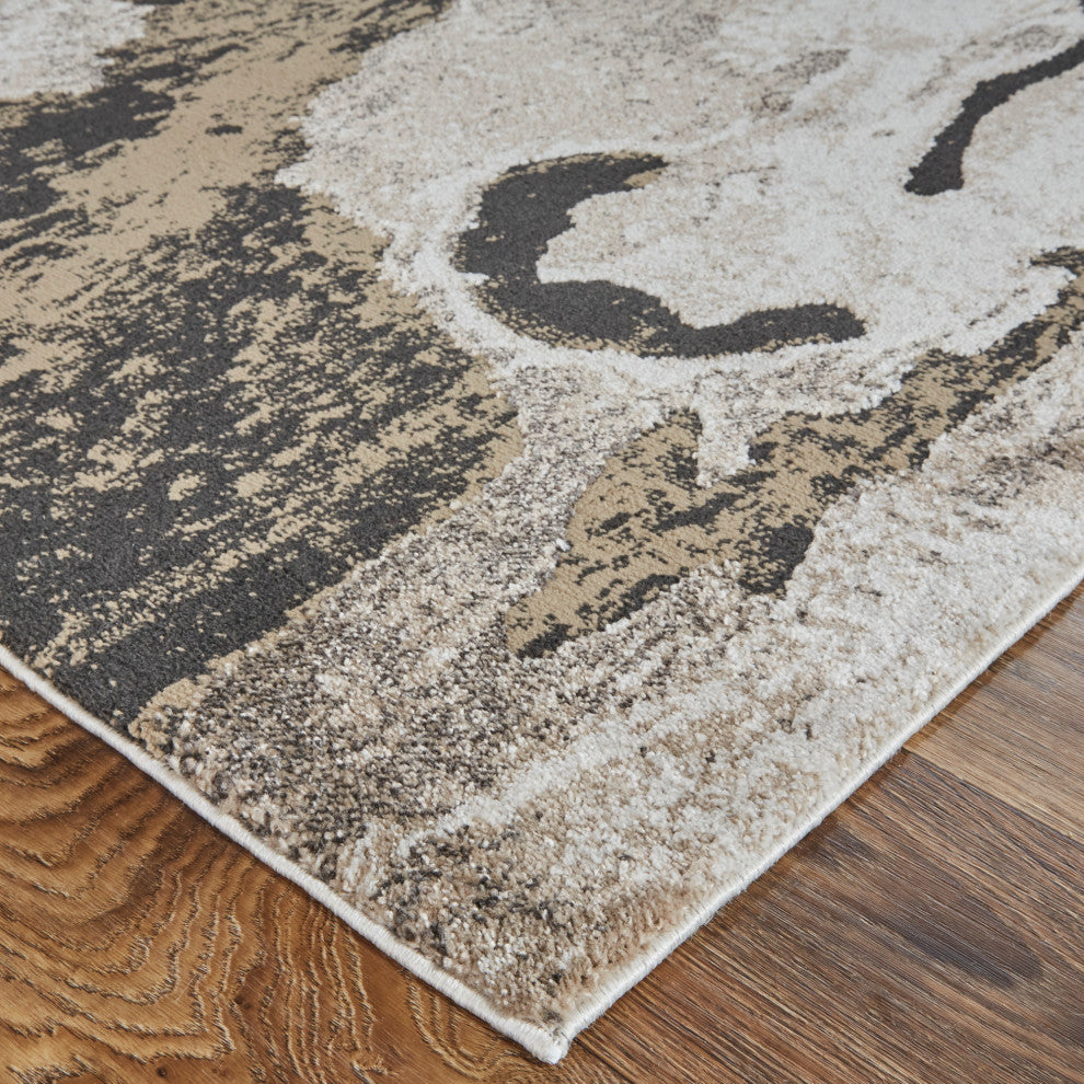 Weave & Wander Kayden Rug, Charcoal Gray/Beige, 5' X 8'