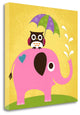 "Elephant And Owl With Umbrella" By Nancy Lee, Giclee on Gallery Wrap Canvas