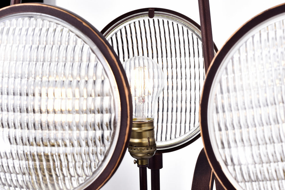 Cartweight 6-Light Oil Rubbed Bronze Semi-flush Chandelier With Headlight Glass