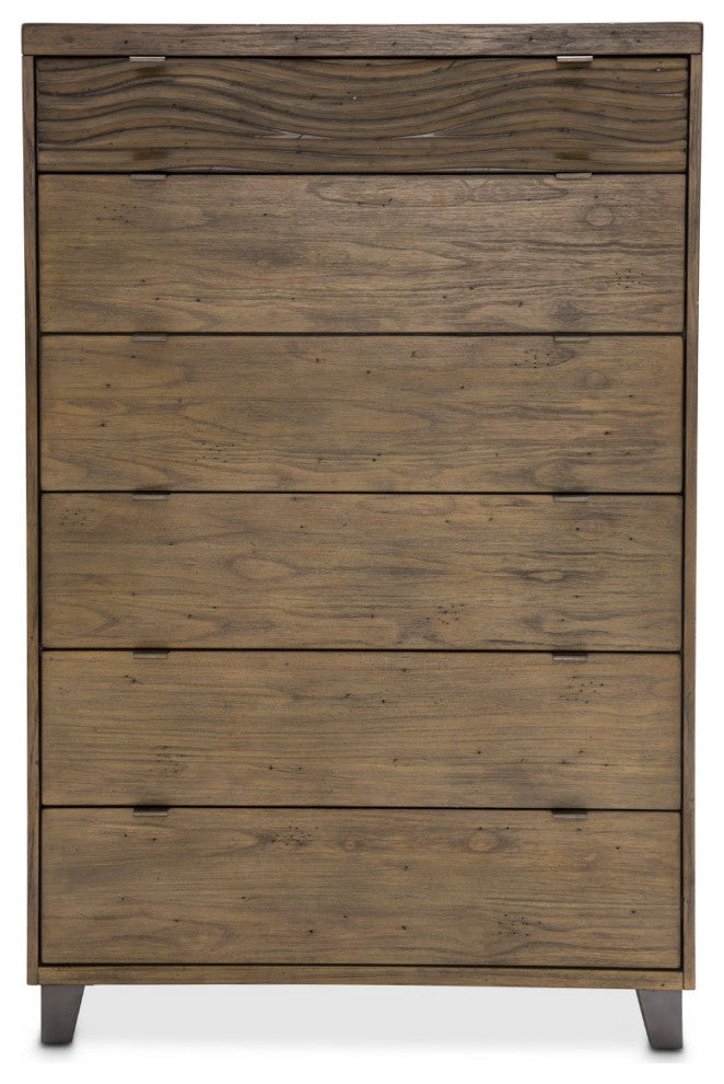 Aico Amini Del Mar Sound 5 PC E King Panel Bed Set w Chest in Boardwalk