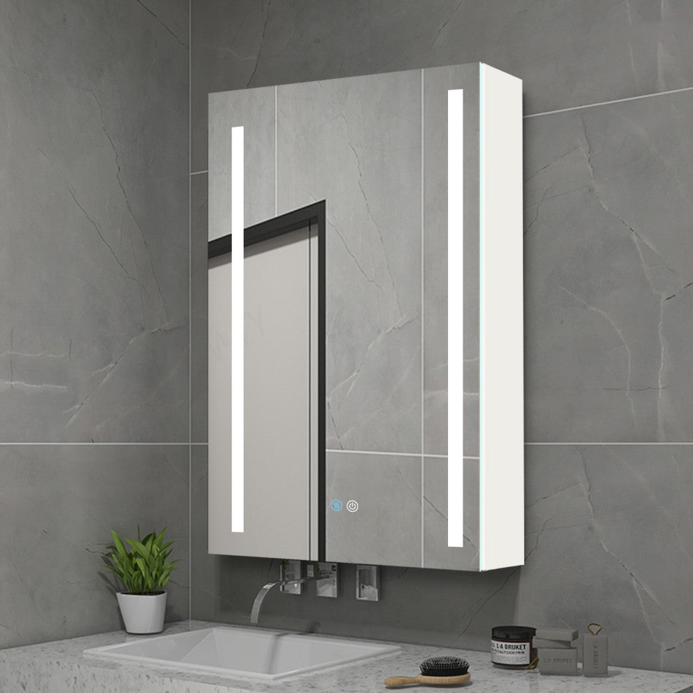 20 in. W x 30 in. H Aluminum Surface Mount Medicine Cabinet with Lighted Mirror