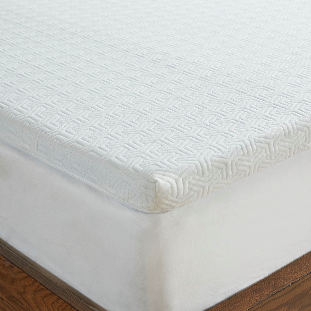 Sleep Philosophy 2" Memory Foam Mattress Topper, White, Queen