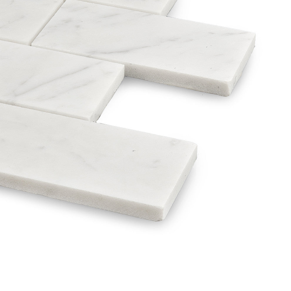 Burgos White Marble Mosaic Floor and Wall Tile, Box of 11