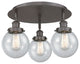 Beacon-3 Light 18" Flush Mount-Oil Rubbed Bronze, Seedy Glass Shade
