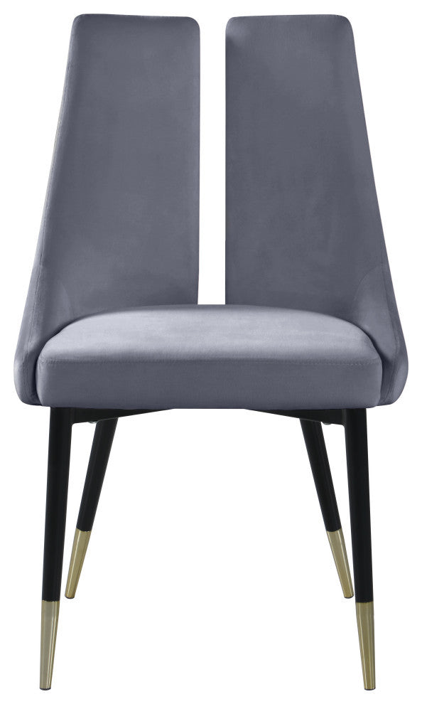 Sleek Velvet Upholstered Dining Chair (Set of 2), Gray