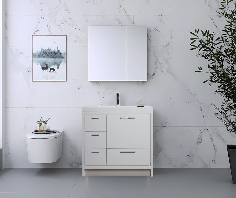 ConceptBaths Enna 42" Modern Bath Vanity, Gloss White