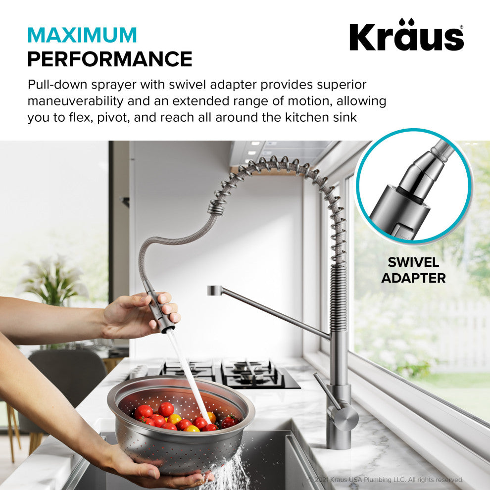 Oletto Commercial Pull-Down 1-Hole Kitchen Faucet, SFACB