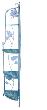 HomeRoots 16" X 3.5" X 67.5" Blue Copper Steel Corner Bakers Rack With Shelves