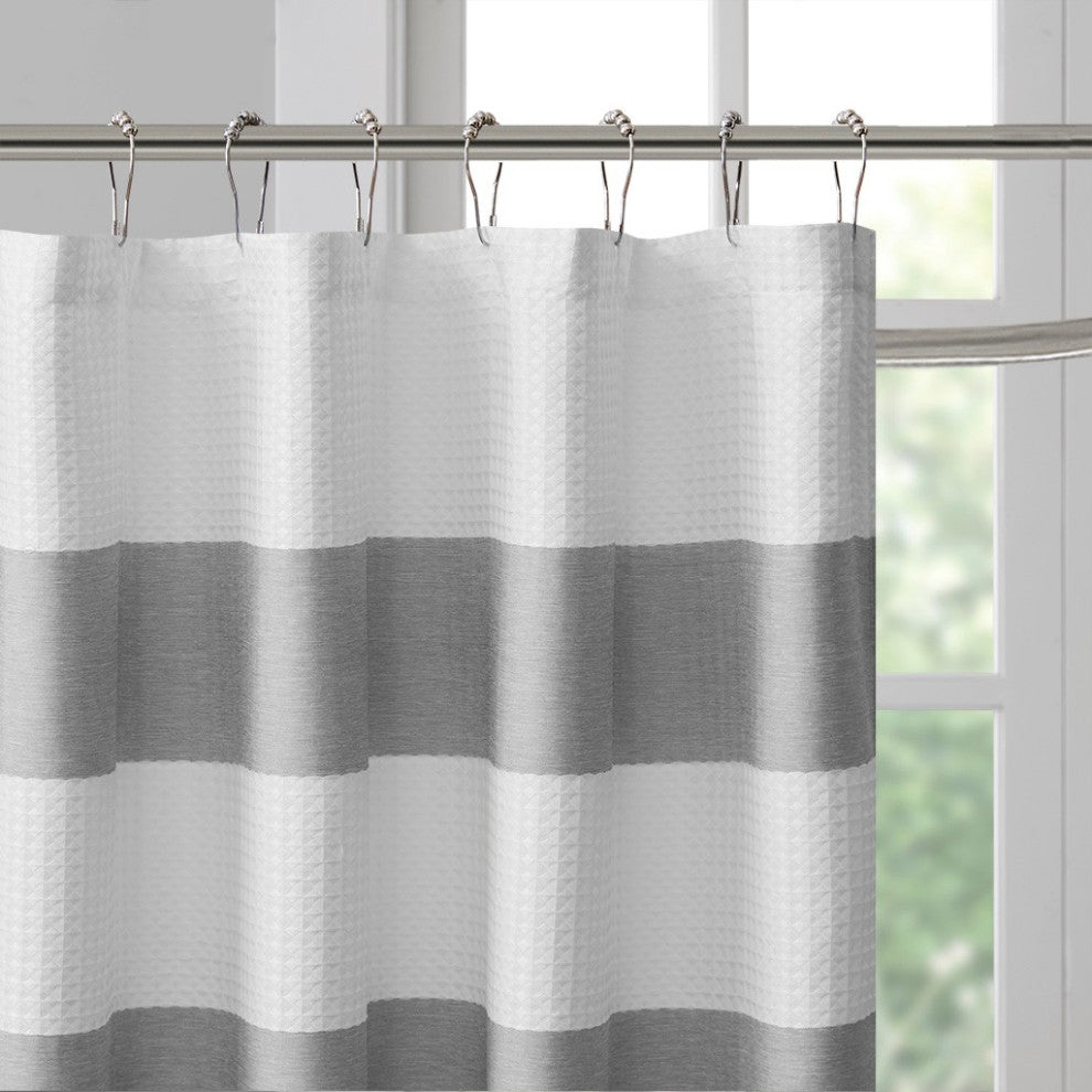 Madison Park Spa Waffle Shower Curtain With 3M Treatment, Grey