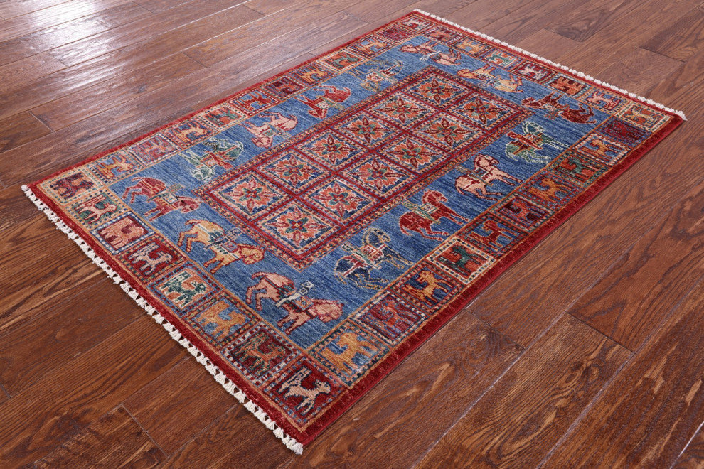 Hand Knotted Antiqued Pazyryk Historical Design Wool Rug 2' 9" X 4' 0" Q11116