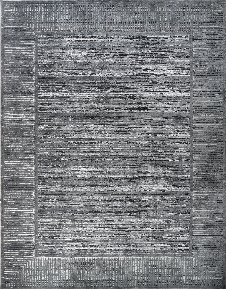 High-Low Savannah Gray/Black Rug, Gray, 5'x7'10"