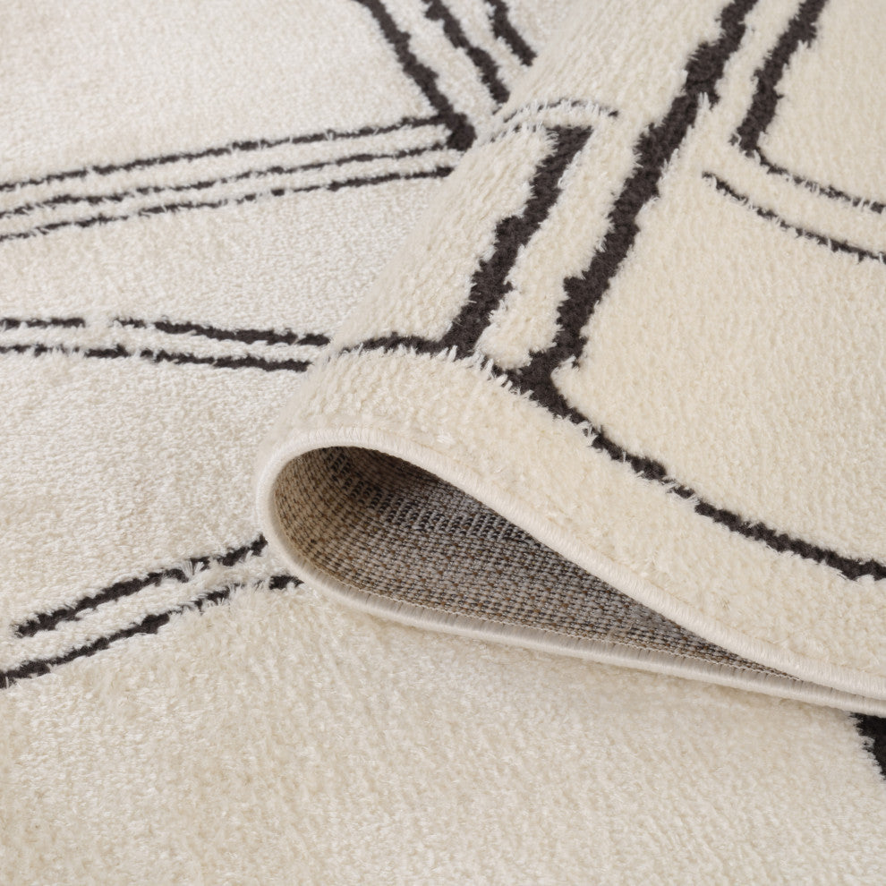 Monotone Moroccan White -1 Power-Loom Area Rug 5' x 7'6"