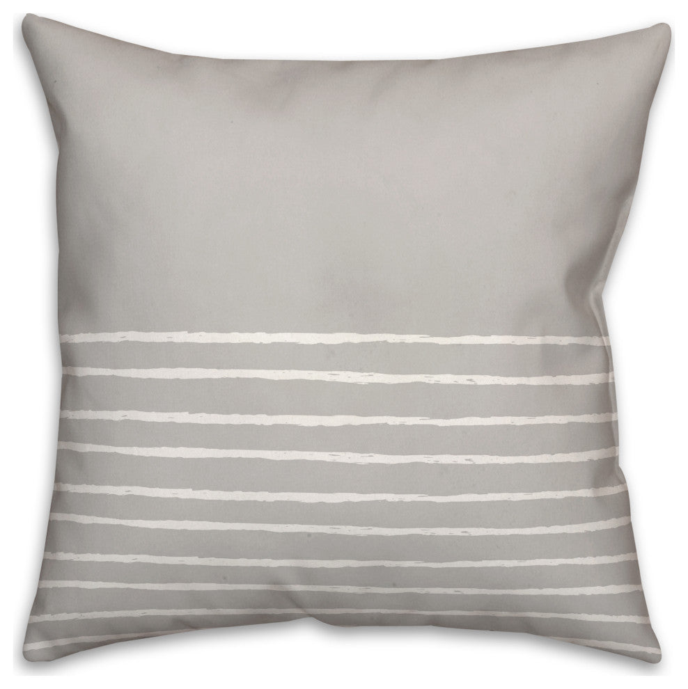 Sketched Gray Stripes 18x18 Spun Poly Pillow