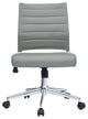 Set of 2 Mid Back Swivel Boss Ribbed PU Leather Office Chair Modern Ergonomic, Grey