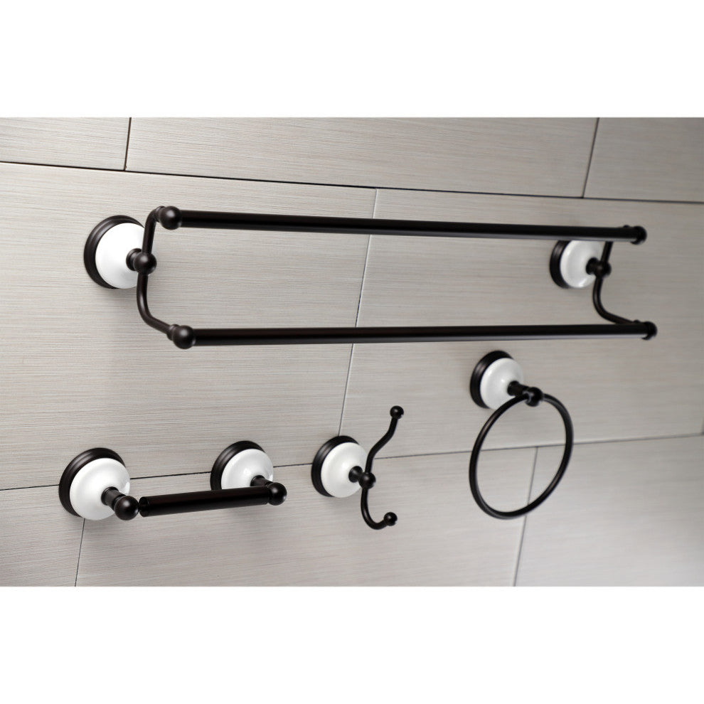 Kingston Brass 4-Pieces Dual Towel Bar Bathroom Hardware Set, Oil Rubbed Bronze