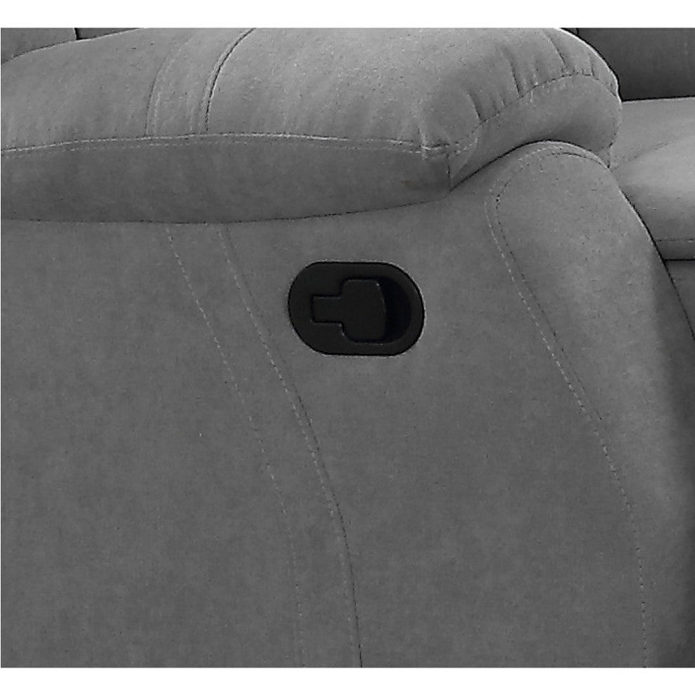 Motion Recliner With Pillow Top Armrest, Gray